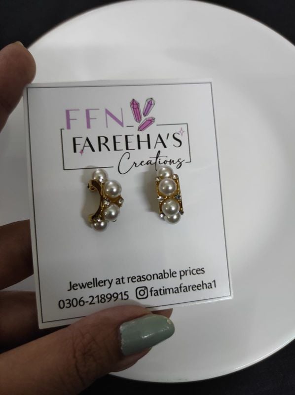 Golden Half Pearl Hoops