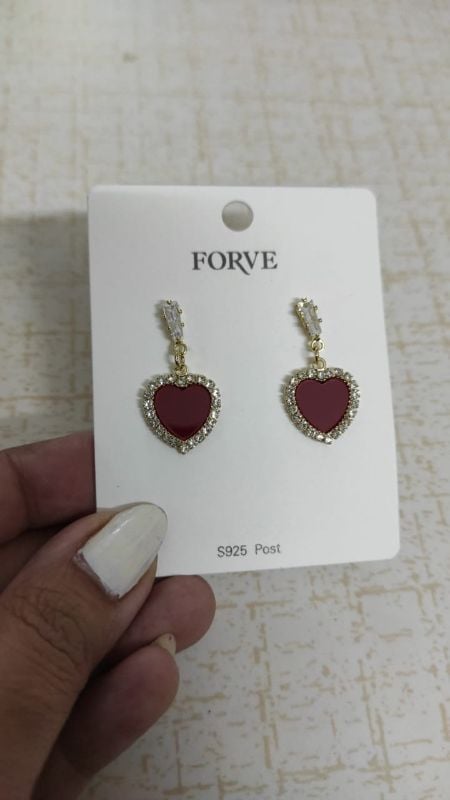 Red heart earrings