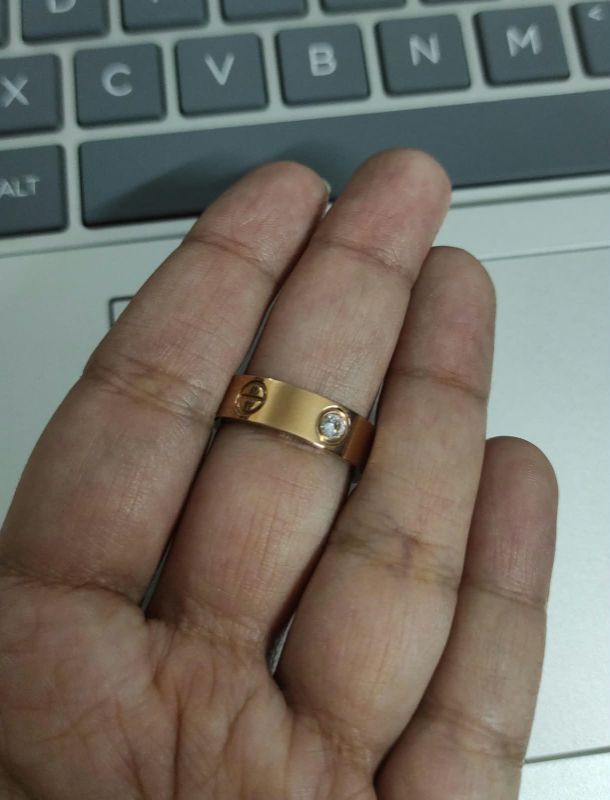 Stainless steel Ring Golden + gems S8