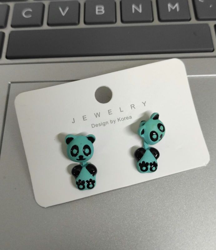 Blue panda earrings