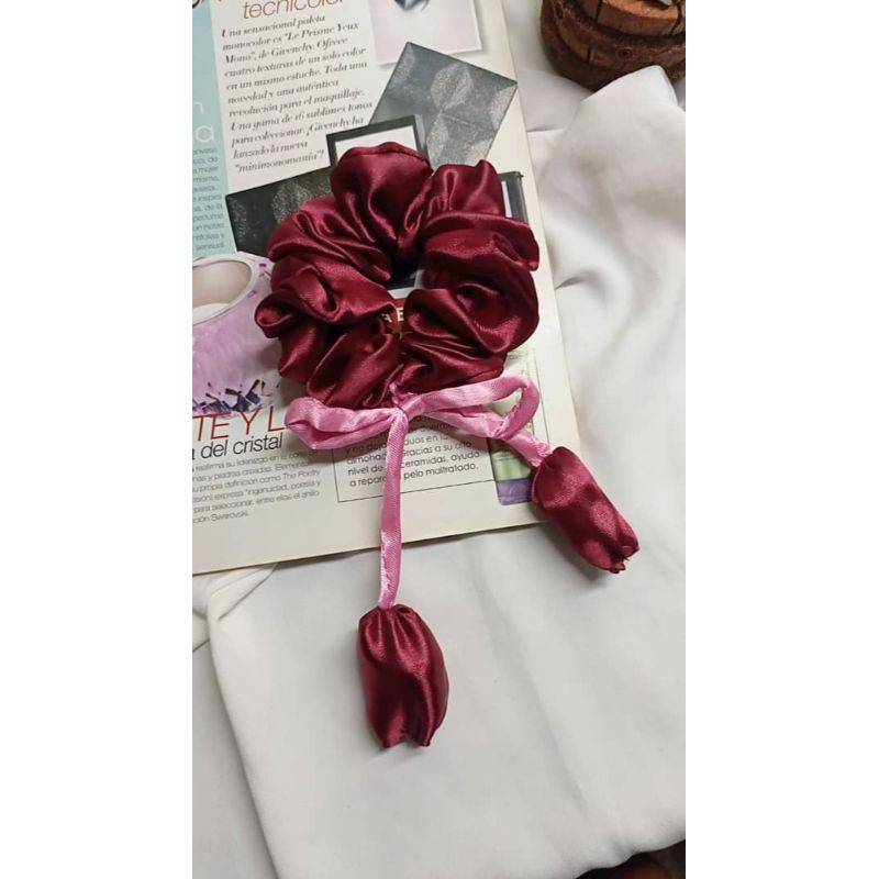 Scrunchie Tulipan (Rojo Vino/Rosado)