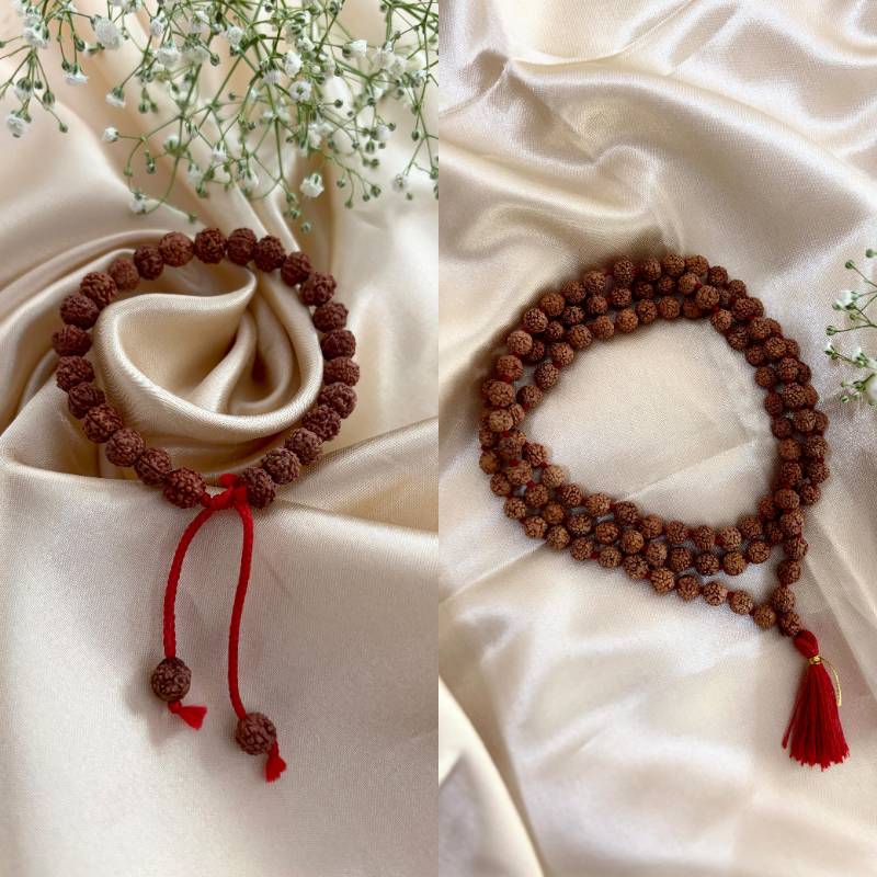 Combo offer.Pancha mukhi rudraksha japamala+Panchamukhi bracelet
