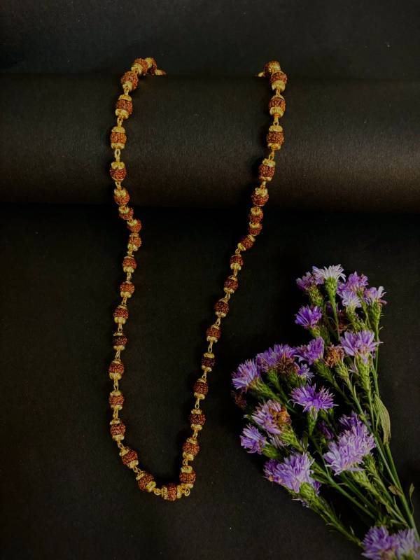 Gold plated rudraksha chain