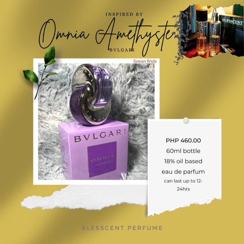 60 ml (18% oil based)
last up to 24hrs

Omnia Amthyste
Bvlgari