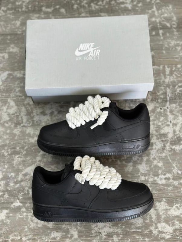 Air Force Noir Gros Lacets Blancs