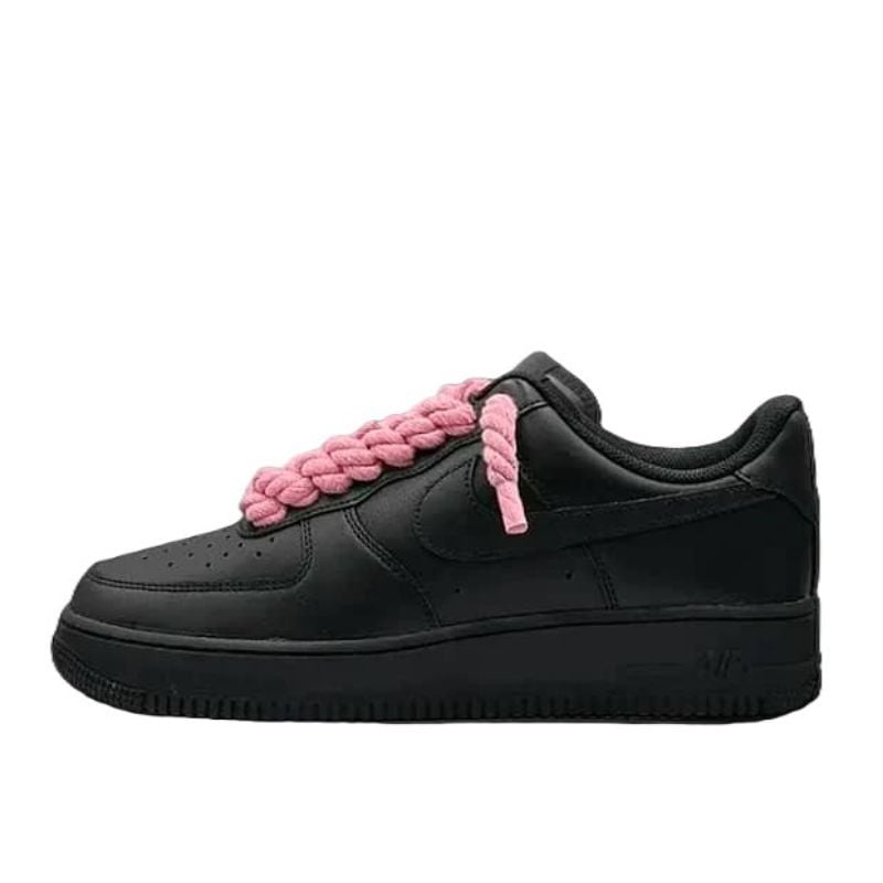 Air Force Noir Gros Lacets Roses