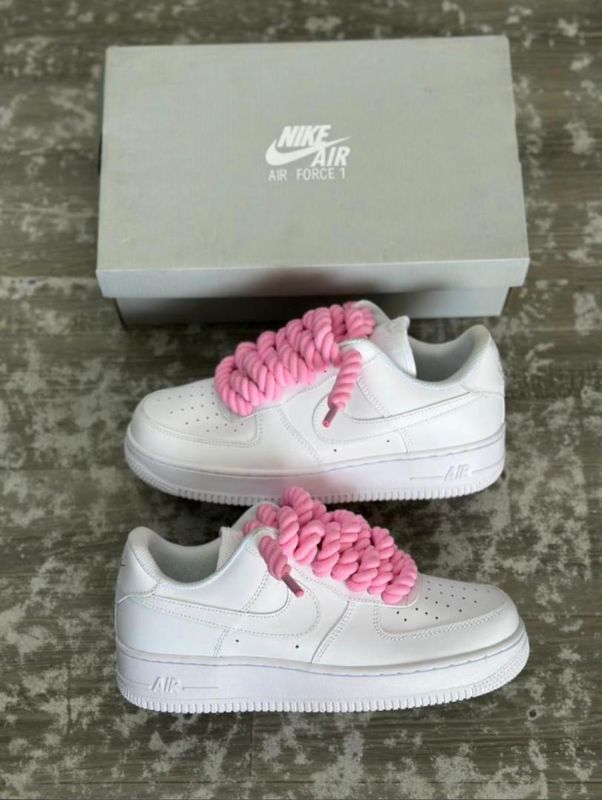 Air Force Blanche Gros Lacets Roses