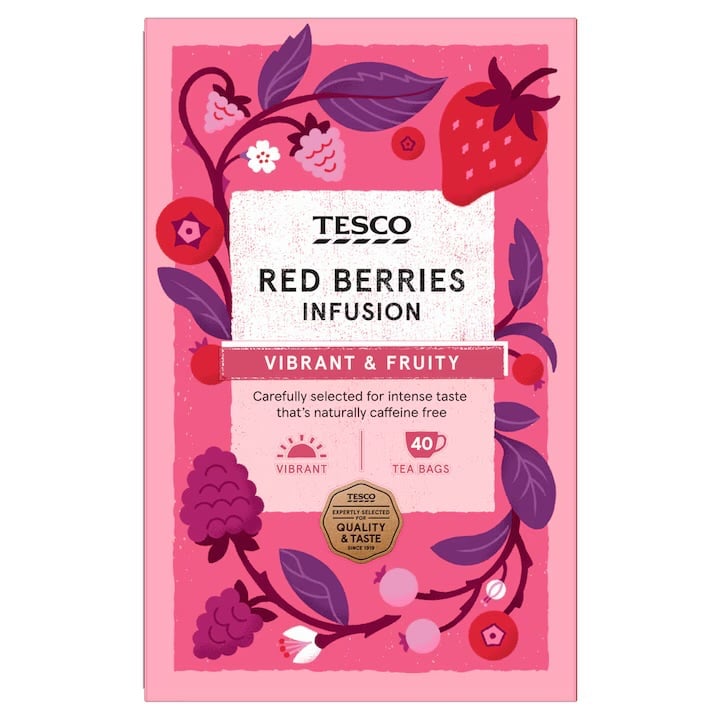 Tesco Red Berries 40 Tea Bags 120g