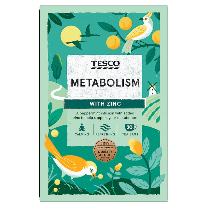 Tesco Metabolism Peppermint with Zinc 20 Bags 40g