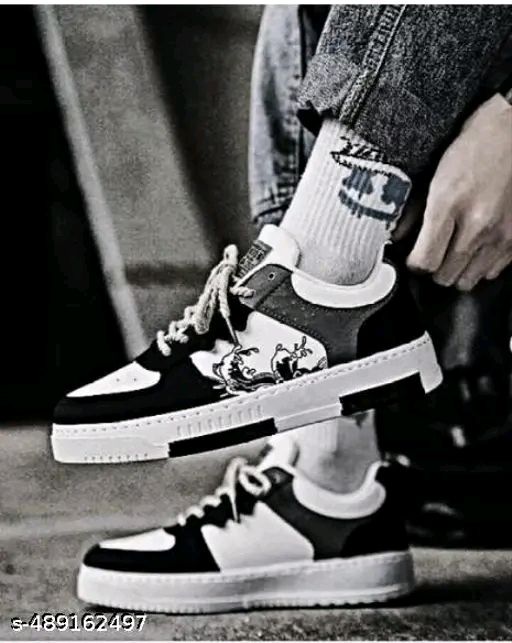 New stylish black printed sneakers