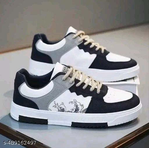 New stylish black printed sneakers