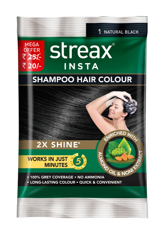 Streax Shampoo Hair Colour Black No1