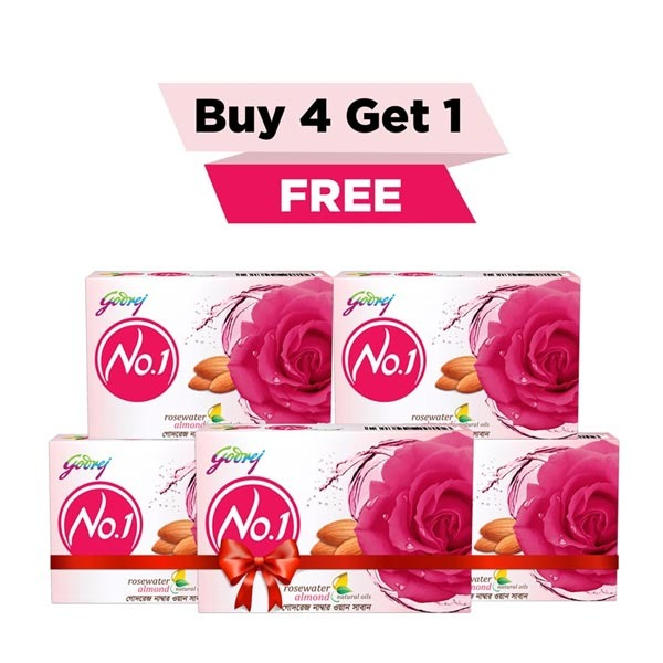 Godrej No.1 Rosewater Soap 4+1
