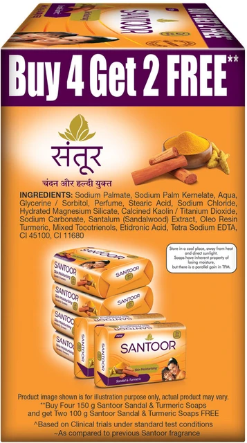 Santoor Turmeric Soap 4+2
