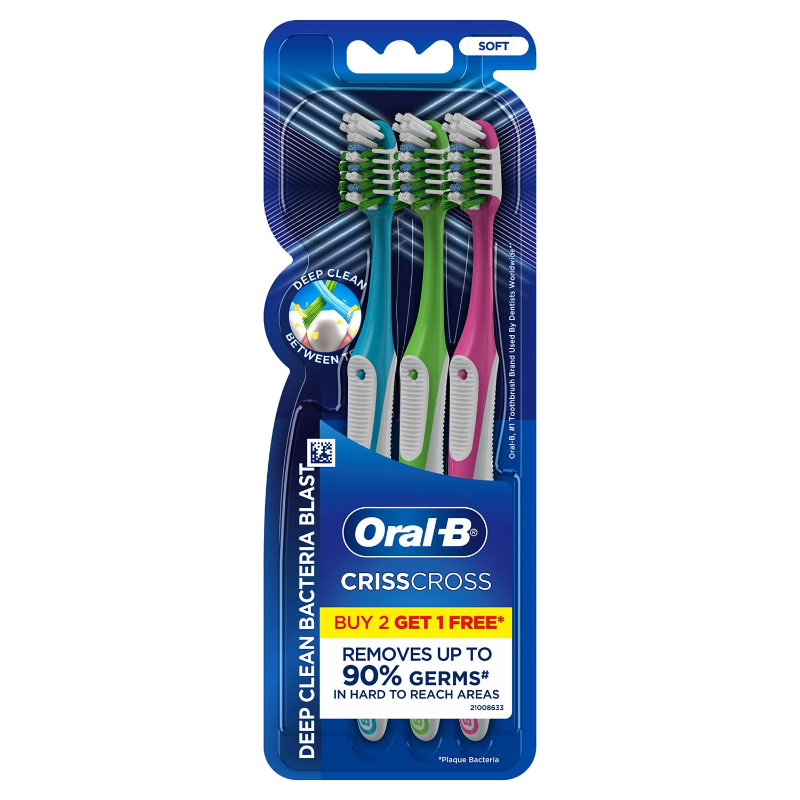 #Oral B CrissCross Deep Clean Brush 2+1