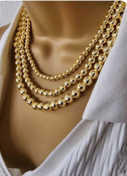 Western Wear Beautiful & Stylish 3 Piece Golden Colour Necklace Chain