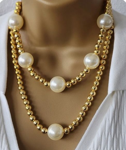 2 Piece Golden White Colour Western Wear Beautiful & Stylish Necklace