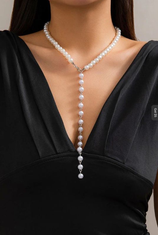 Western Wear Beautiful & Stylish White Colour long Necklace Chain