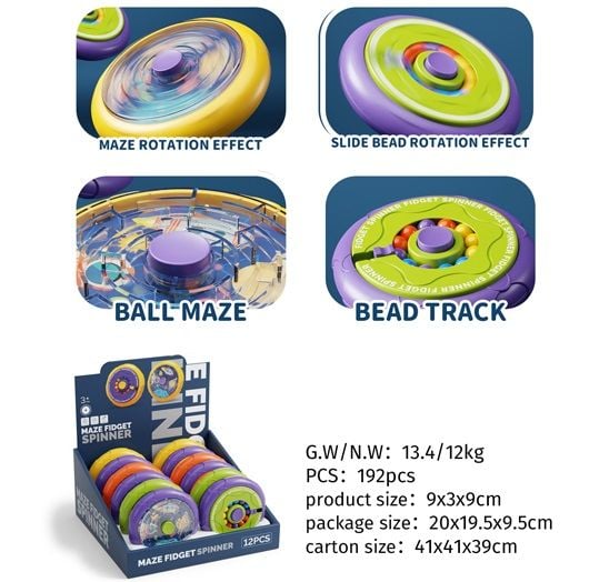(168-96) Maze Fidgetspinner, 12Pcs/Box