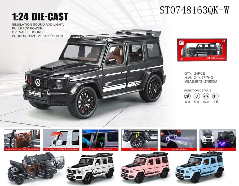 (W24293P) 1:24 Pull Back Diecast, With Light And S