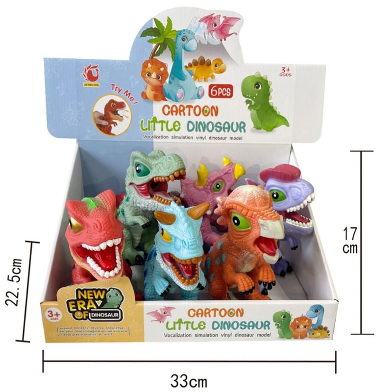 (1334) Dinosaurs With Bb Whistle 6Pcs/Dbox