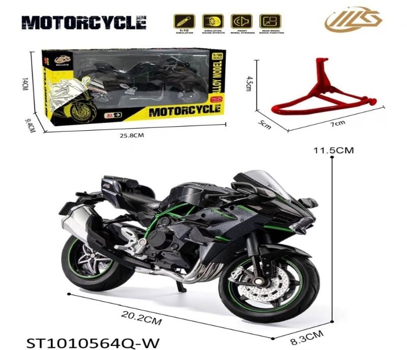 (1668) 1: 10 Alloy Motorcycle,W/Light&Sound,W.B