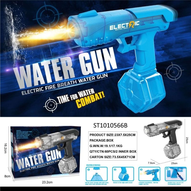 (970A) B/O Water Gun,2 Colors,W/Light,W/Li Batt