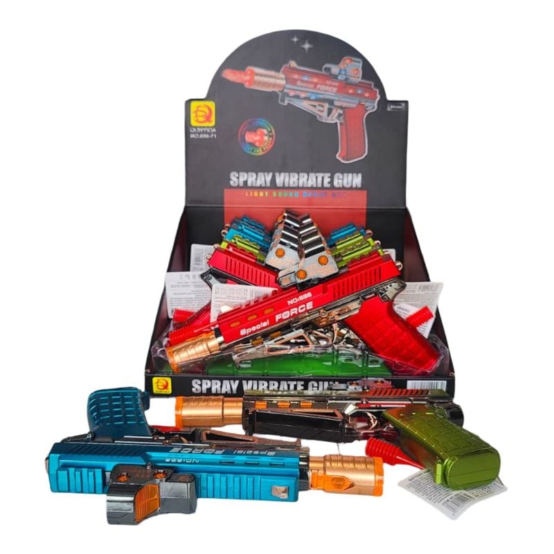 (696-71) B/O Gun W/Sound And Light And Spray 8Pc