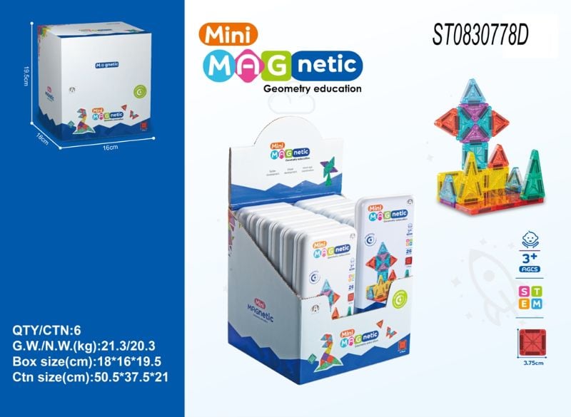(CH1470-1) 3.75Cm 26Pcs Magnetic Bock Set 12Pcs/Db
