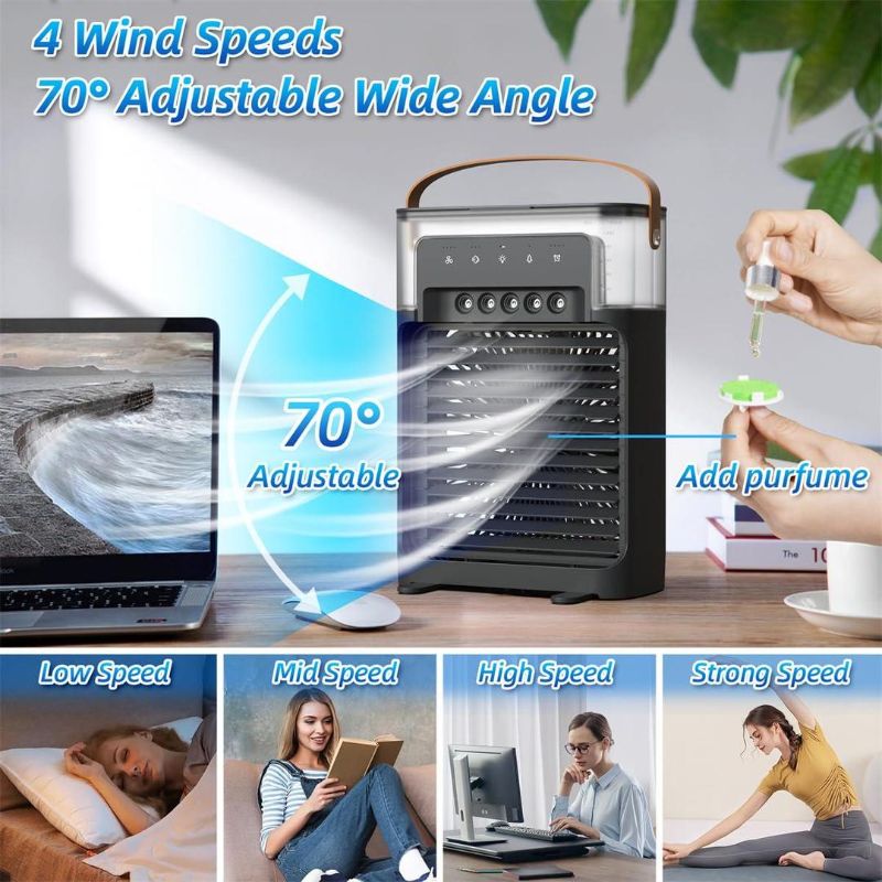 White Mini Air Cooler Portable 3-Speed Low Noise