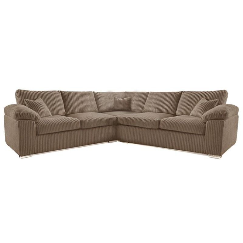 Amalfi/Delta Corner 5-Seater Jumbo Cord Sofa Modern Living Room Couch Beige ✨