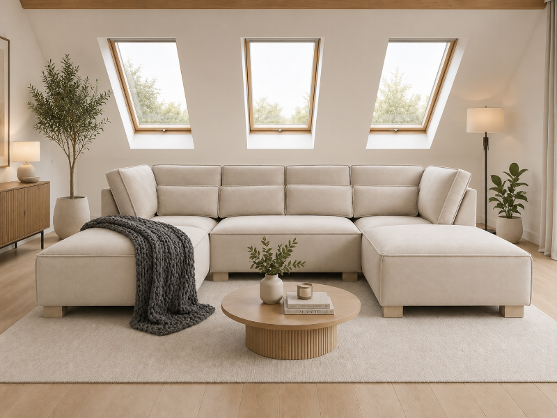 Sloane U shape Sofa Modular Cream Couch