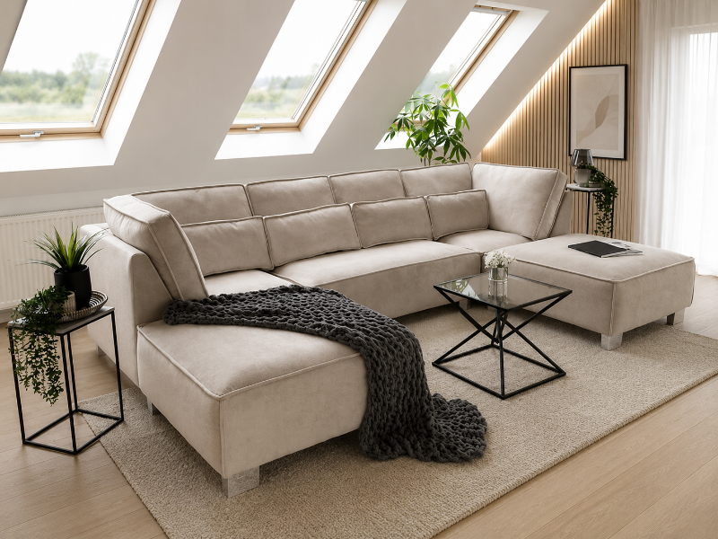 Sloane U shape Sofa  Modular Beige Couch