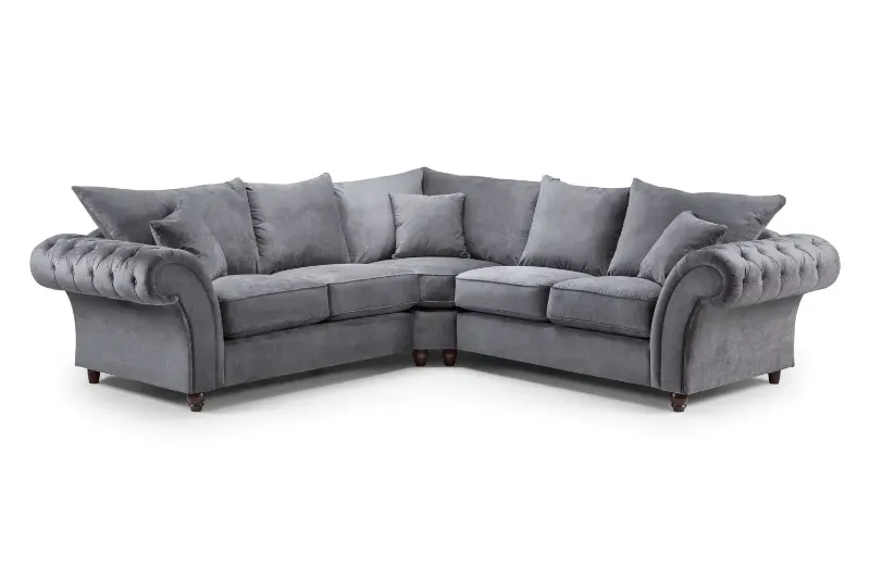 Windsor Corner Sofa Full back Sectional 5 Seater Couch Grey