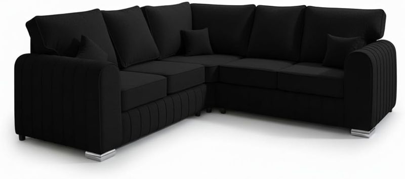🛋️ Lilly Corner 5-Seater Sofa – Plush Velvet Black Luxury Sectional Couch