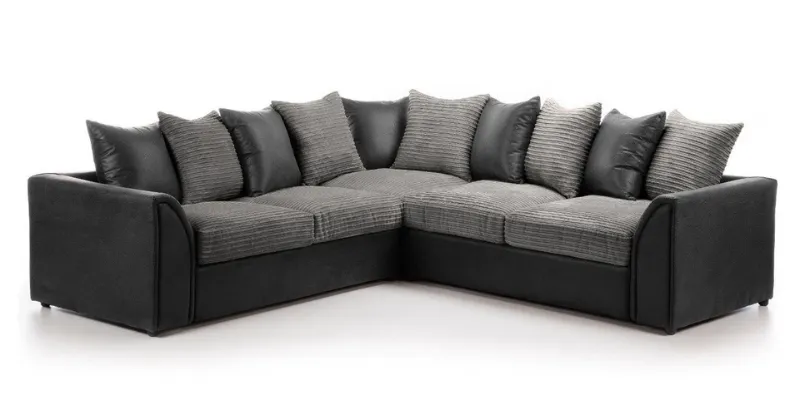 Byron Fabric Corner Sofa 5 Seater Sofa Black&Grey