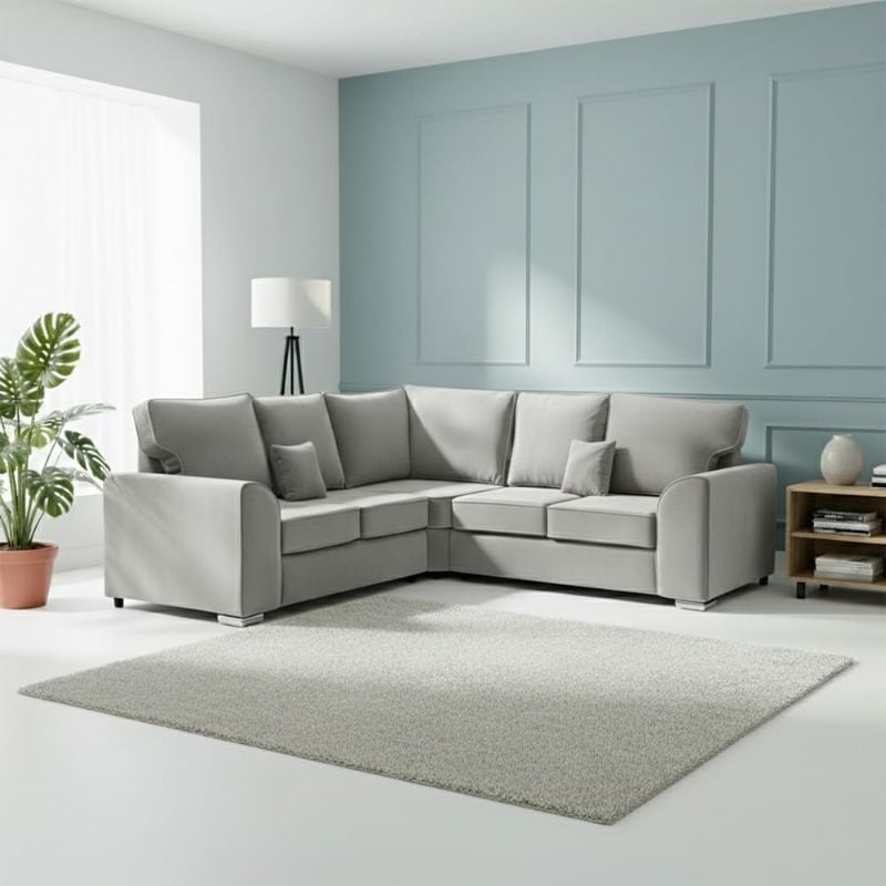 Corner Sectional 2C2 Sofa 5 Seater Modular Silver Sofa