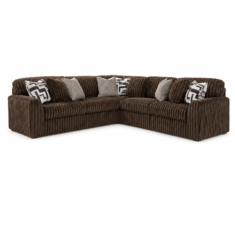 Stupendous Luxury Sectional 5 Seater Brown Corner Sofa Modern Fabric Couch