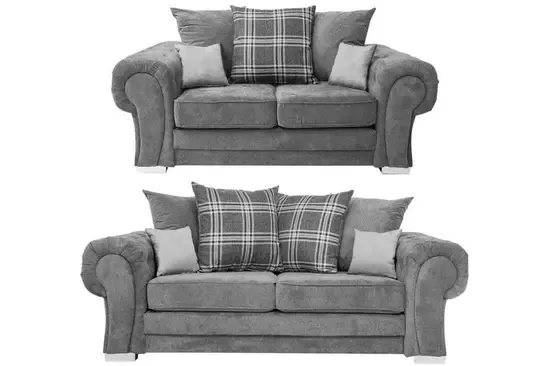 Verona Chesterfield 3+2 Seater Sofa Set Grey 3 Settee & 2 Settee Couch
