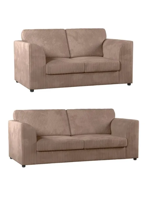 3/2 Seated Sofa Set Jumbo Cord Beige 3 2 Seater Couch & Footstool