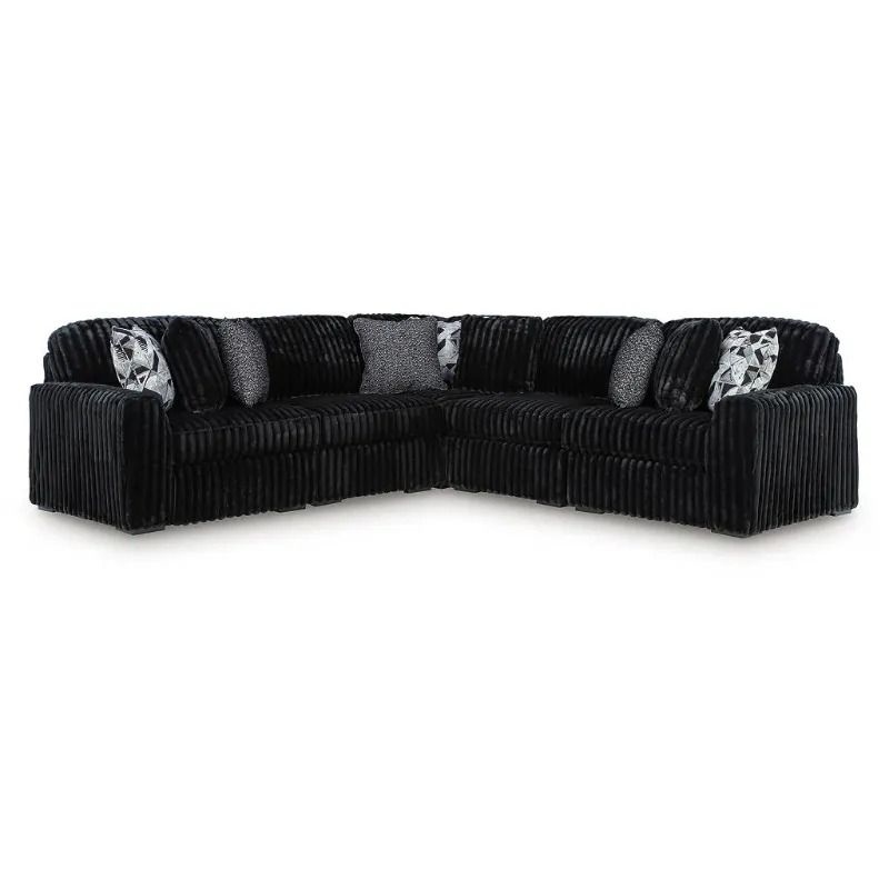 Stupendous Luxury Sectional 5 Seater Black Corner Sofa Modern Fabric Couch