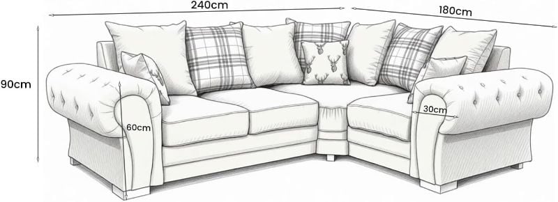 Verona Chesterfield Corner 2C1 Black Sofa Set