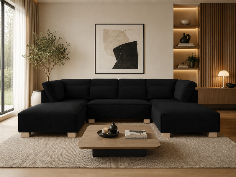 Sloane U shape Sofa Modular Black Couch