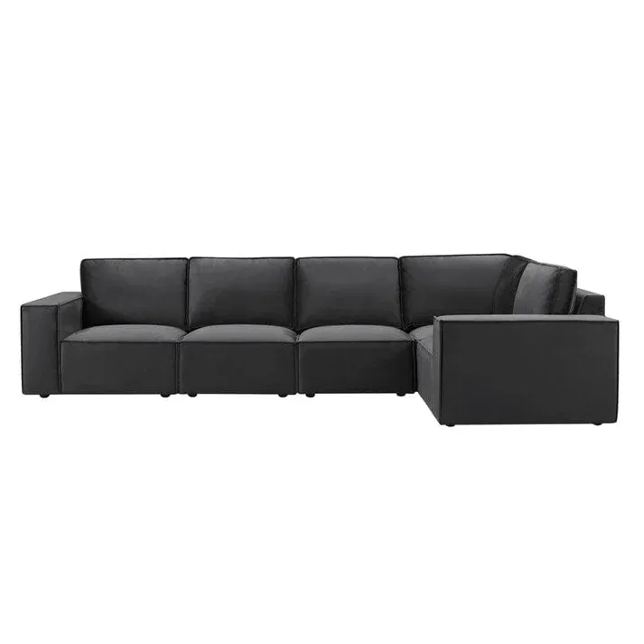Brooklyn L shape Dual Arm Black Sofa