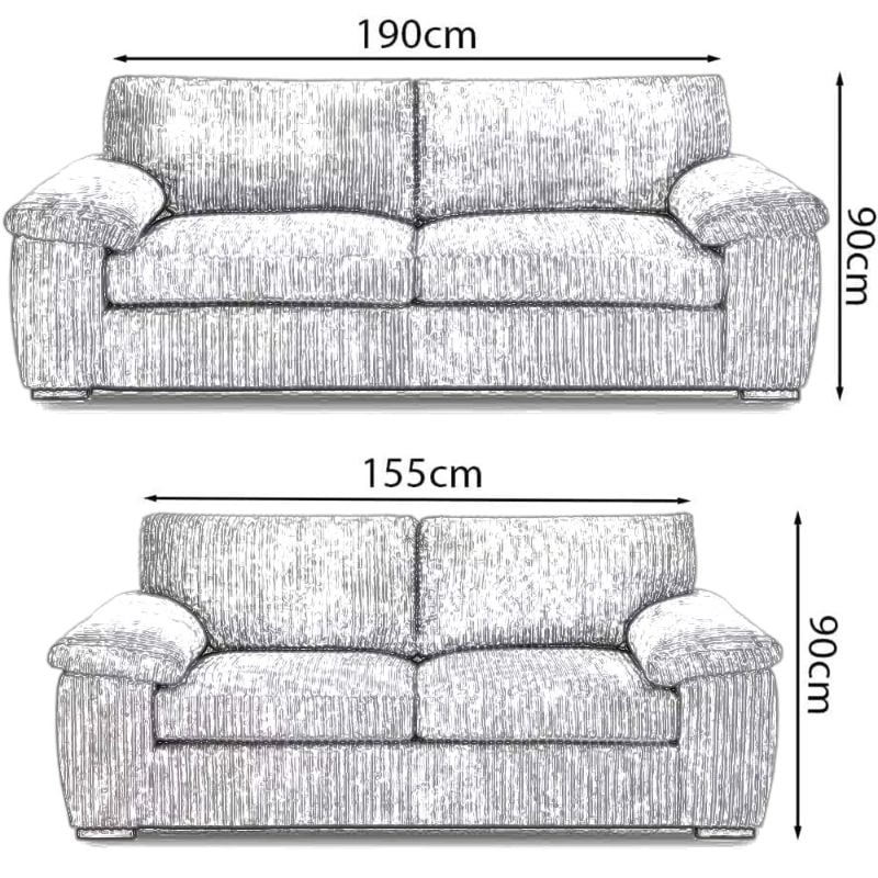 Jumbo Cord 3 2 Sofa Full back Amalfi 3 Seater 2 Seater Arm Chair foot Stool Black