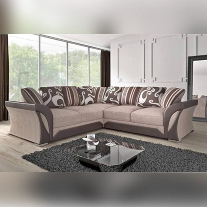 Corner 5 Seater Shannon Sectional Sofa Beige&Brown