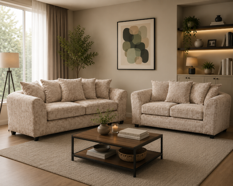 3+2 Seater Sofa 3 Seated 2 Seated Chenille Beige