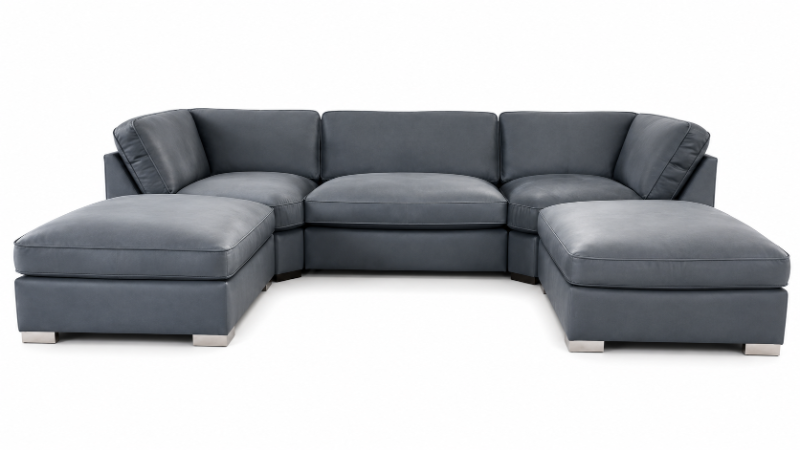 Bishop U Shape Modular Sofa – 6 & 7 Seater Plush Velvet Corner Couch Grey Luxury Modern Living Room Sofa