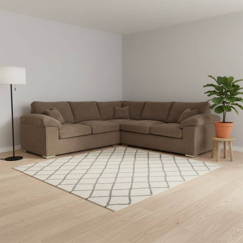 Amalfi/Delta Corner 5-Seater Jumbo Cord Sofa Modern Living Room Couch Beige ✨