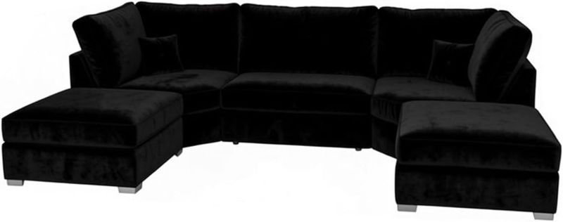 Bishop U Shape Modular Sofa 6/7 Seater Plush Velvet Black Couch Suite Set